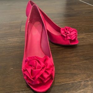 Pink Peep Toe Flower Heels